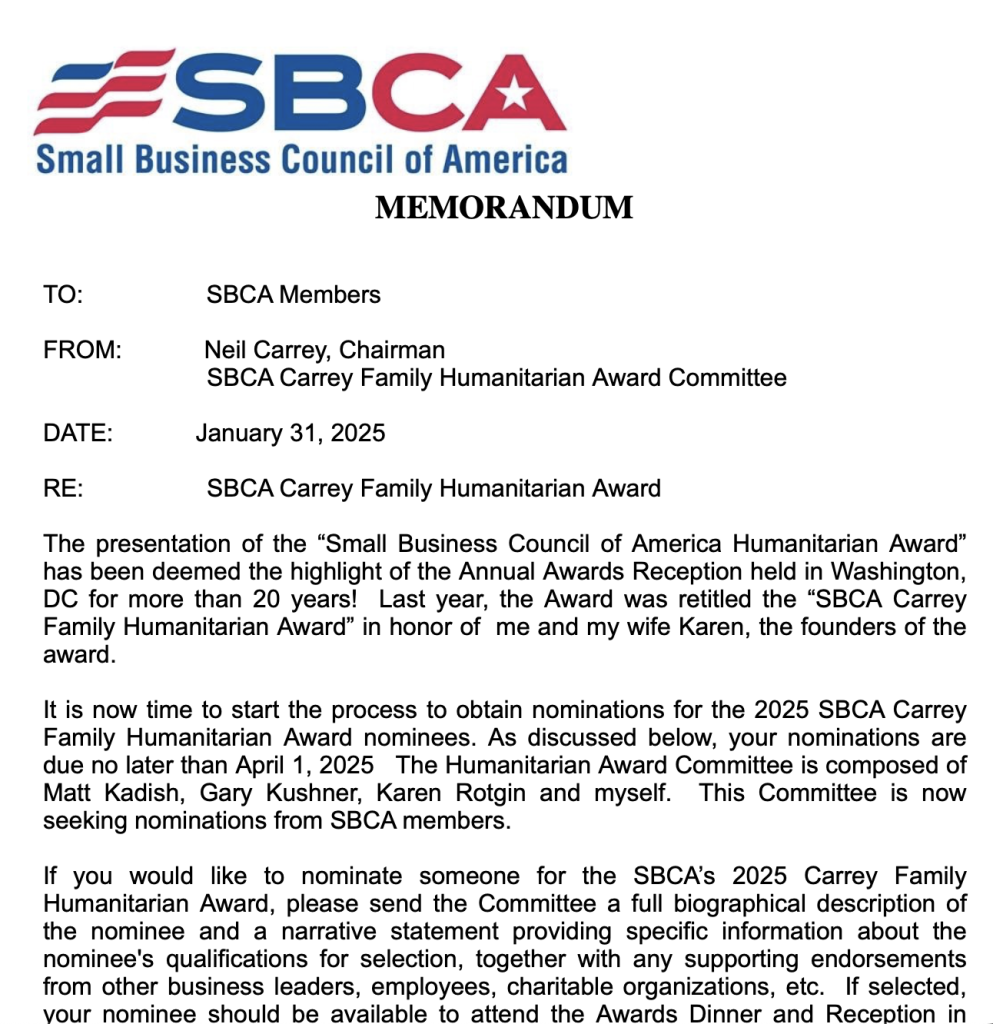 sbca humanitarian of the year nomination